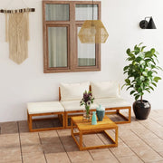 Set Divani da Giardino 4 pz con Cuscini Crema Massello Acacia cod mxl 43105