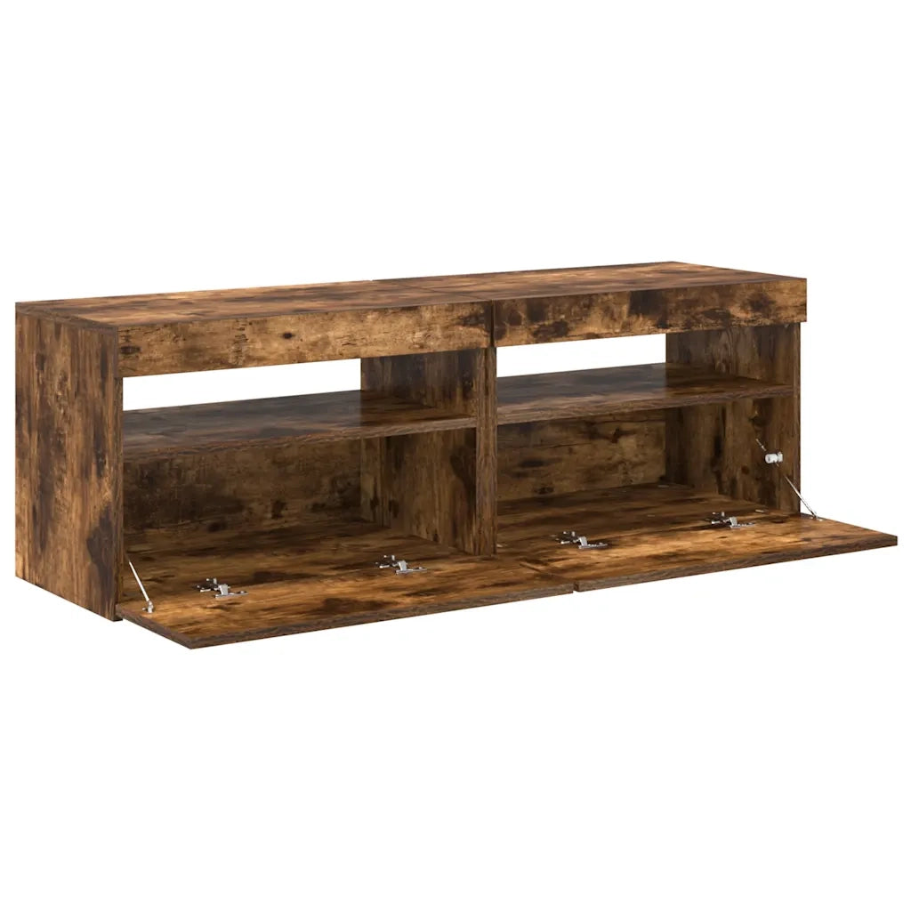 Mobili Porta TV con Luci LED 2 pz | Armadietto TV | Mobile Porta TV Rovere Fumo 60x35x40 cm