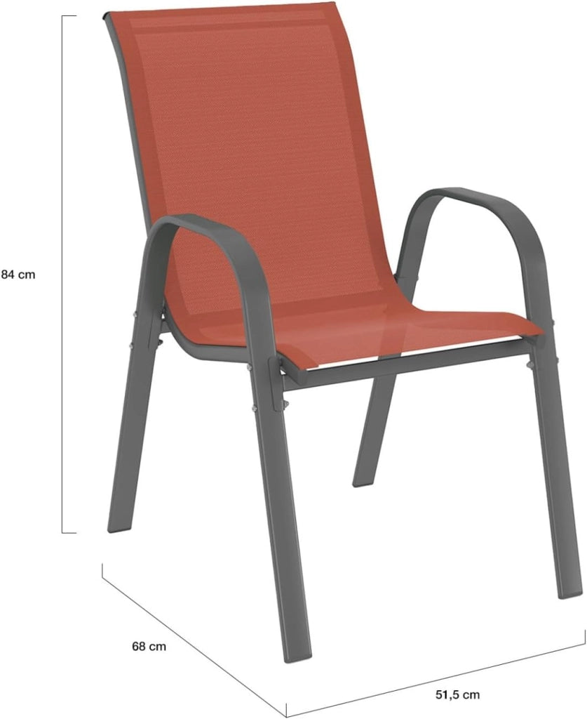 Set di mobili da Giardino Madrid Tavolo 150 CM e 6 sedie impilabili in Terracotta