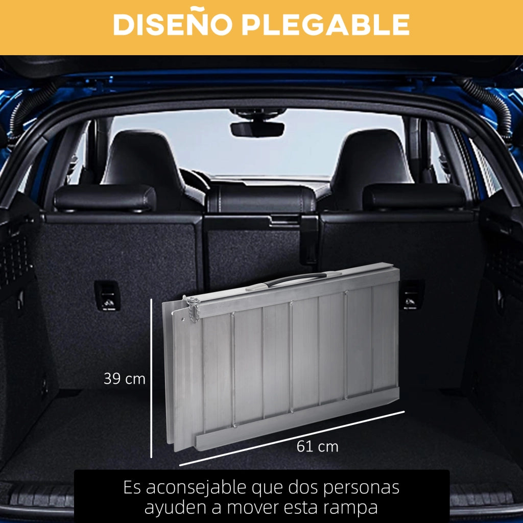 Rampa per Sedie a Rotelle Piegevole 61 cm ¨C zephmum ¨C Alluminio Argento 270 kg