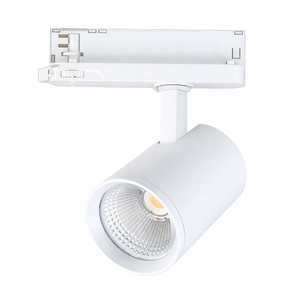 Faretto LED per Binario Trifase 40W Orientabile Bianco – 4150 Lumen – Fascio 38° – CCT Switch 3000K 4000K 5000K – Illuminazione Professionale