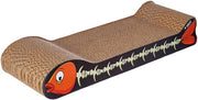 Croci - Pannello di cartone per gatti, 2 strati invertibili, con piedini antiscivolo, inclusa sacchetto di sementi per gatti, forma pesce, 44 x 14 x 7 cm
