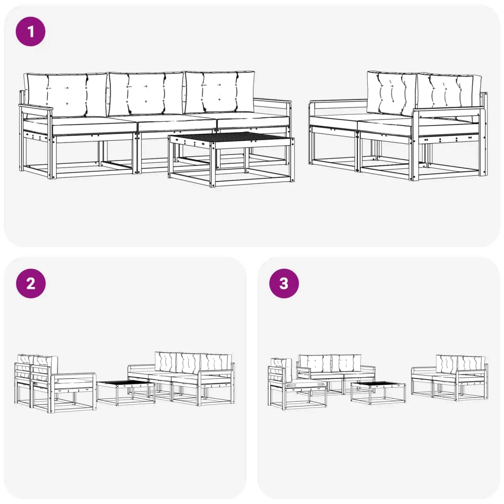 Set di divani da esterno 6 pz Bianco e Beige 3386052