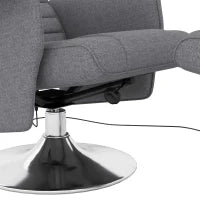Poltrona Massaggiante e Reclinabile con Poggiapiedi, in Tessuto Effetto Lino, 78x90x93 cm, Grigio Scuro