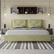 Letto imbottito Matrimoniale 180x210 cm Appia - Senza rete,Microfibra,Tè verde