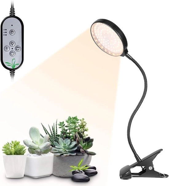 Lampada a LED per piante con energia solare, completo spettro, con regolazione di luminosità tramite USB, timer e 5 livelli di illuminazione