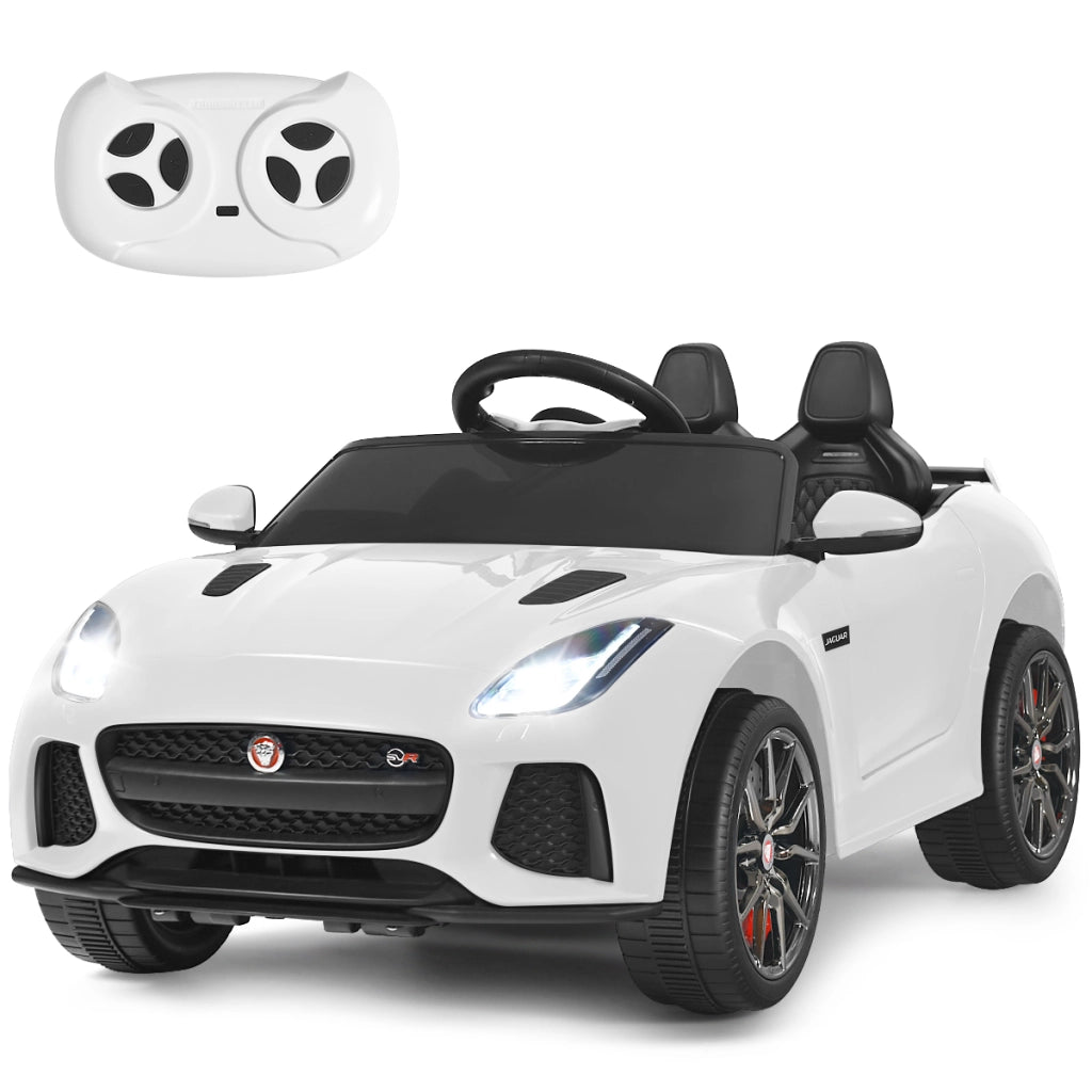 Macchina Jaguar F-type SVR 12 V per bambini con telecomando, Macchina a batterie con musica e storie Bianco-Macchinine giocattoli