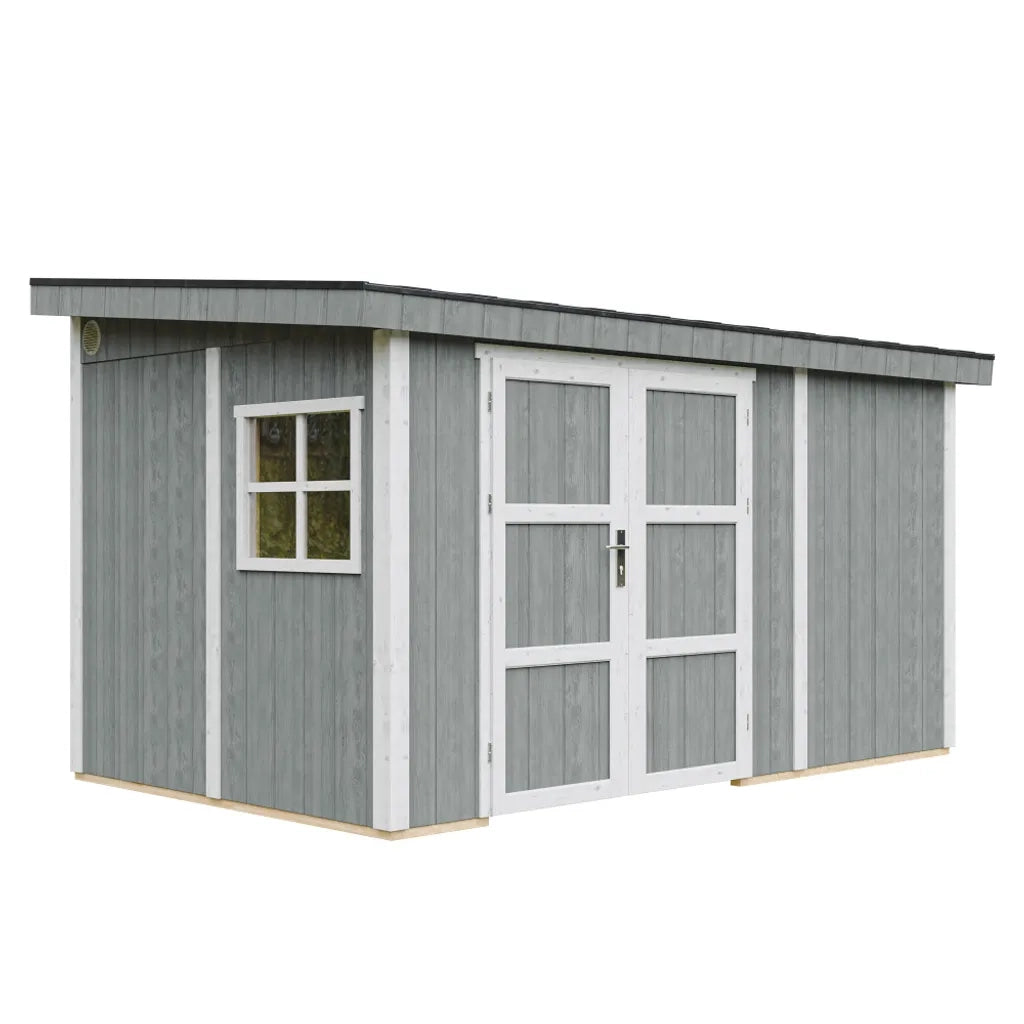Casetta da giardino di qualit?  PREMIUM 8,68 m?² - H231x248x412 cm - Senza pavimento e parete laterale - Timbela M939B-CAVERN STEEL