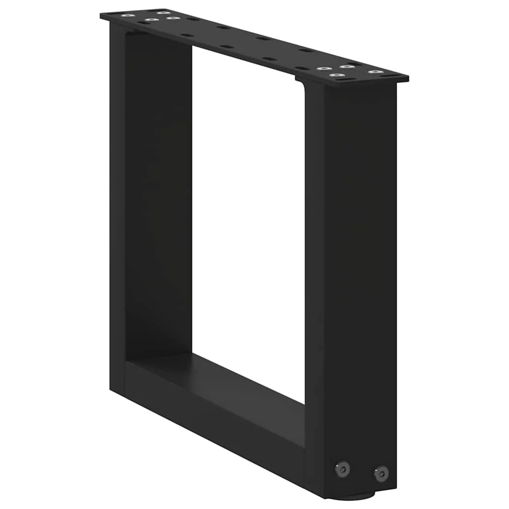 Set di 2 gambe per tavolino da caffè a forma di U 40 x 30 cm con piedini regolabili stile moderno acciaio nero 02_0057372