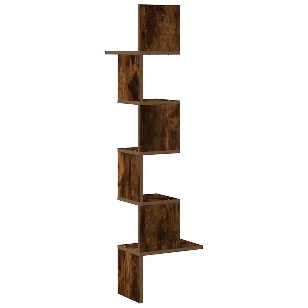 vidaXL Scaffale Angolare a Muro Rovere Fumo 32x32x127,5 cm Truciolato