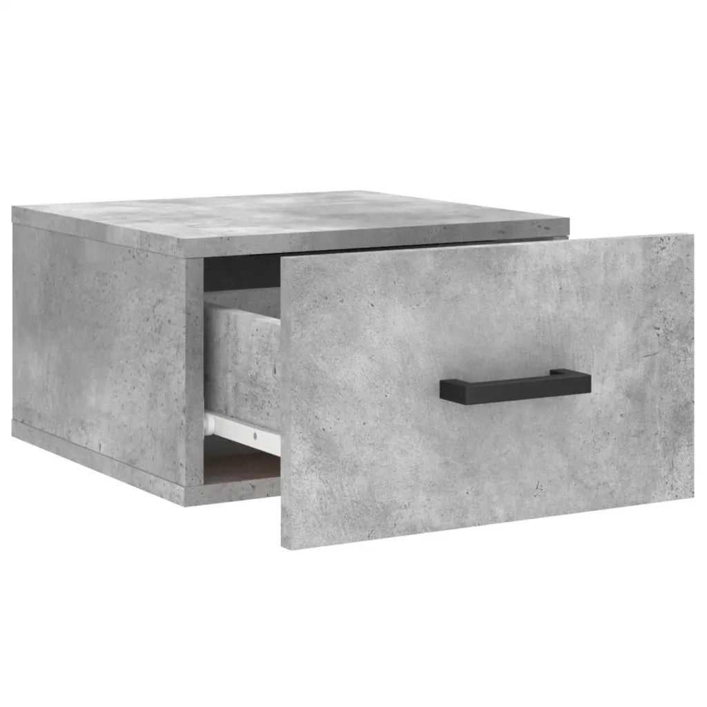 Set di 2 Comodini | Armadio da Notte | Mobiletto da notte a Muro Grigio Cemento 35x35x20 cm