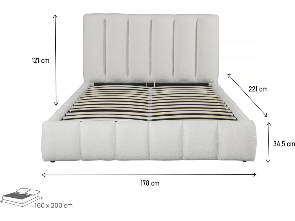 Letto con cassettone "Annie" - 160 x 200 cm - Bianco