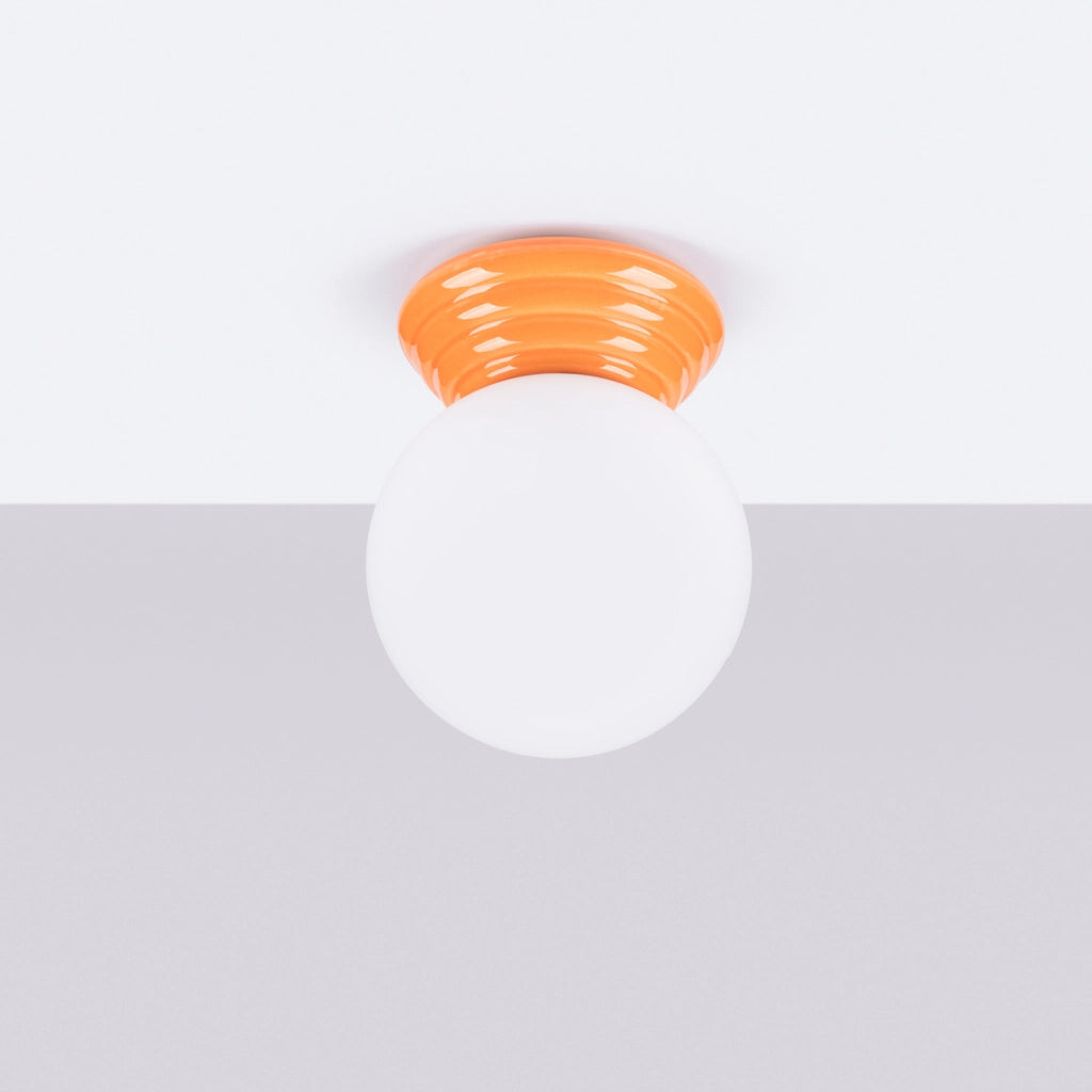 Plafoniera bagno sfera vetro opale arancio IP44 G9