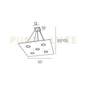 PATH SOSPENSIONE 5+2 LUCI ATTACCO GX53 BIEMISSIONE TORTORA SCURO
