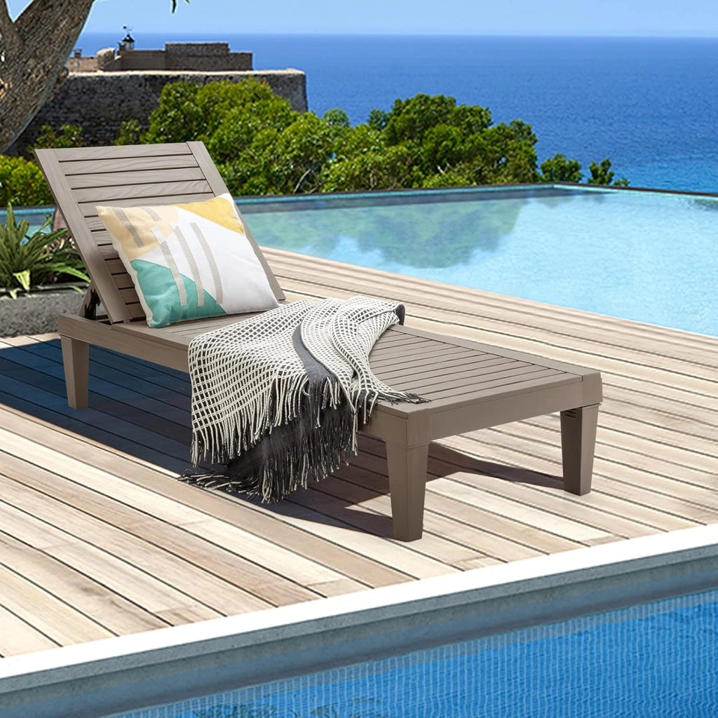 Lettino Prendisole da Giardino, Sdraio da Giardino Con Schienale Regolabile a 5 Livelli, Chaise Longue Impermeabili da Esterno, per Spiaggia Piscina Giardino, Portata 180 kg (2, Marrone)