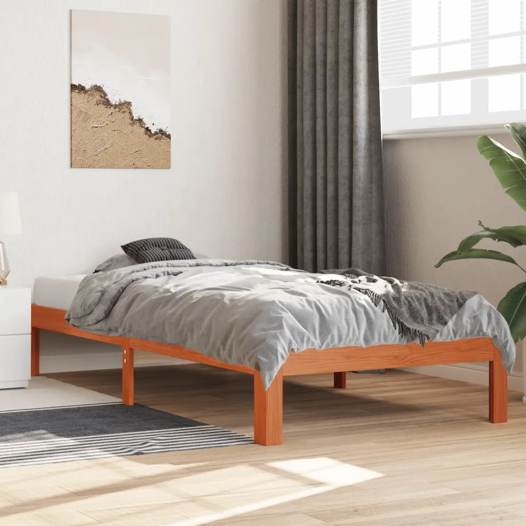 Letto senza Materasso-Struttura Letto Marrone Cera 100x200 cm in Legno di Pino 127958