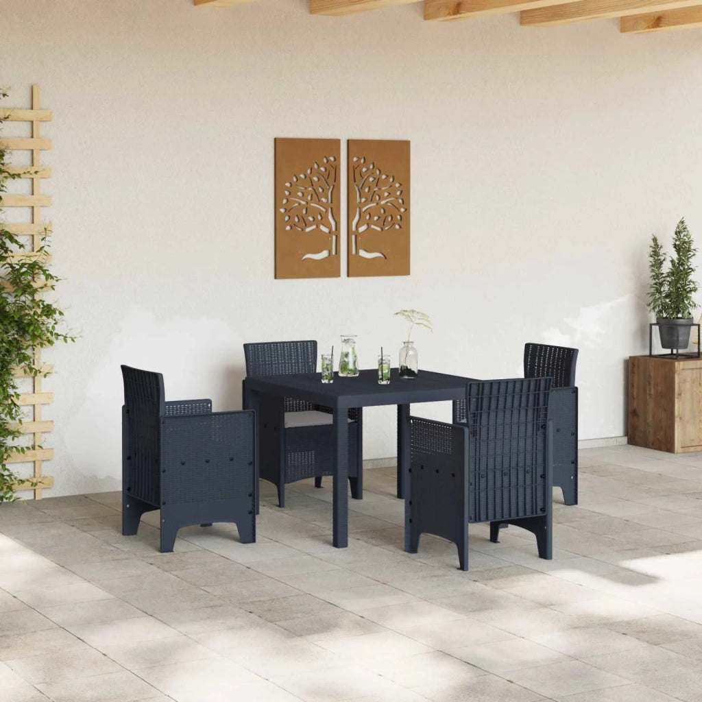 Set da Pranzo per Giardino 5 pcs Antracite Polipropilene