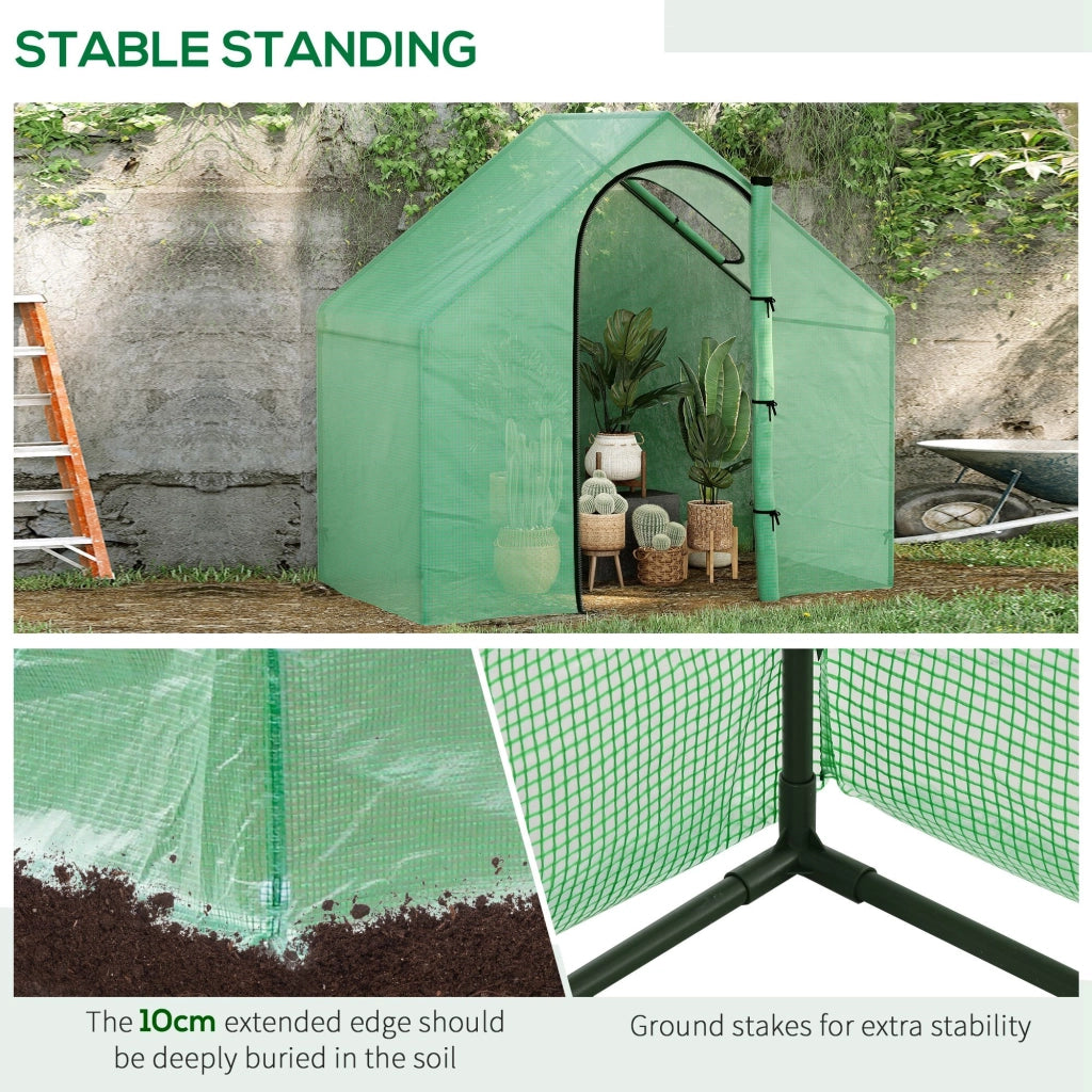 EasyComfort Serra da Giardino con Porta a Cerniera e Presa d'Aria, 4 Funi e Paletti Inclusi, 180x100x168 cm, Verde