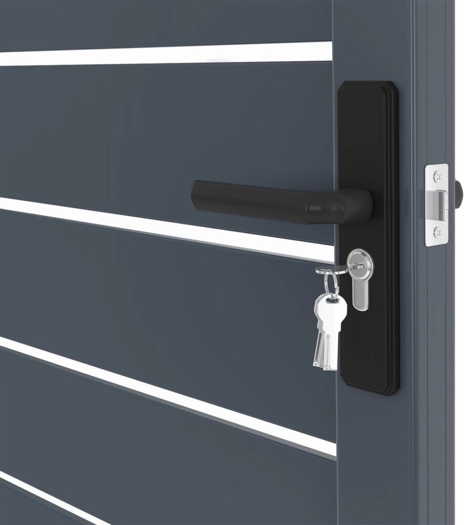 Porta a battente 100x160 cm in alluminio forato grigio antracite