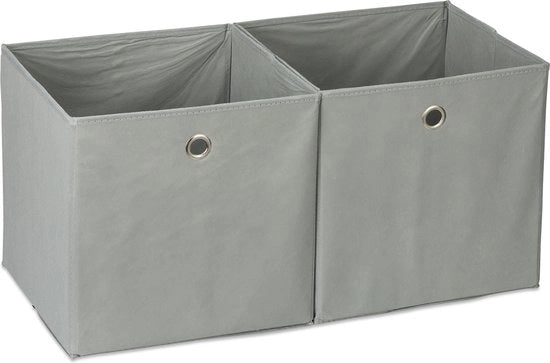 Scatola di stoccaggio quadrata - set da 2 - pieghevole - 30 x 30 x 30 cm - per armadio - grigio
