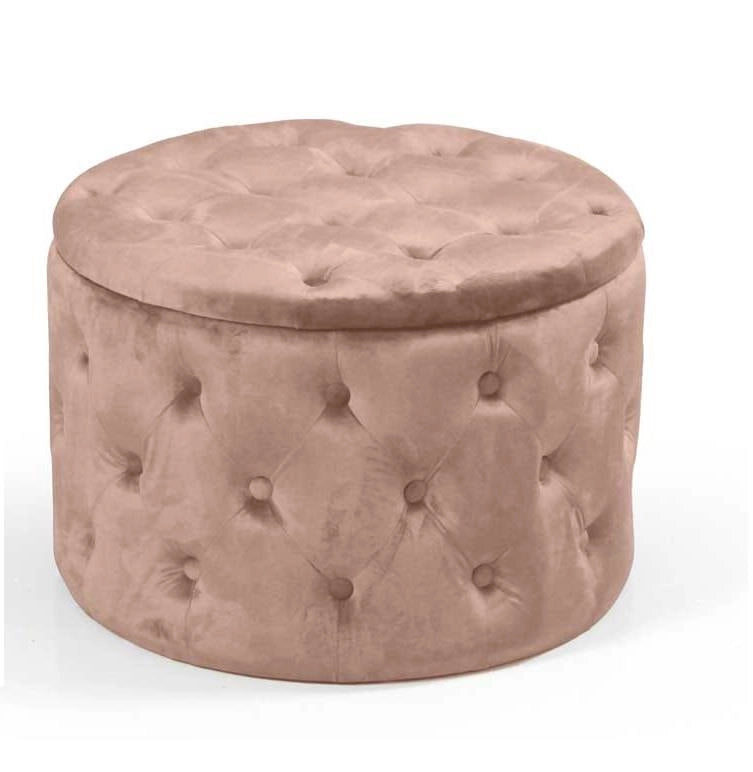 POUF CONTENITORE IN VELLUTO TRAPUNTATO 60 X 60 X H42 CM COLORE ROSA