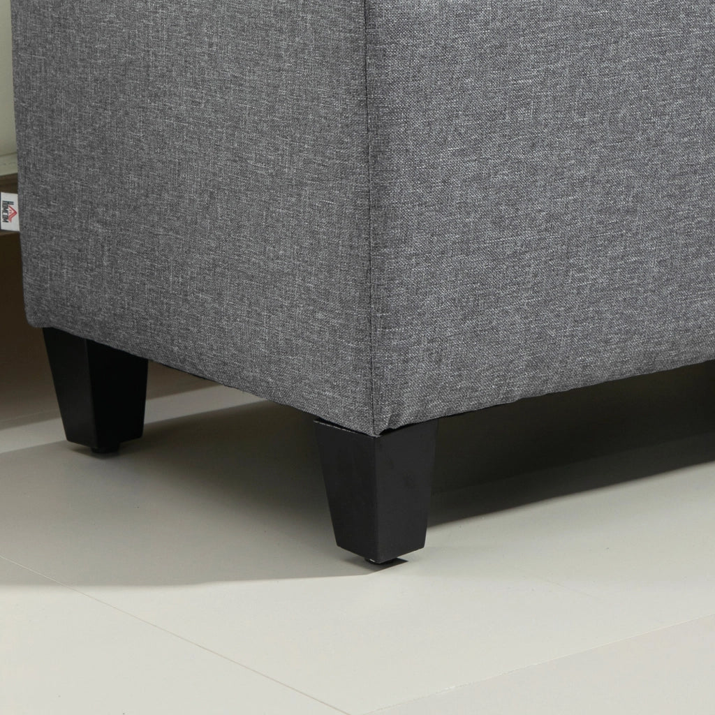 Panca contenitore imbottita con vano portaoggetti per ingresso e camera in poliestere grigio chiaro 100 × 40 × 44 cm