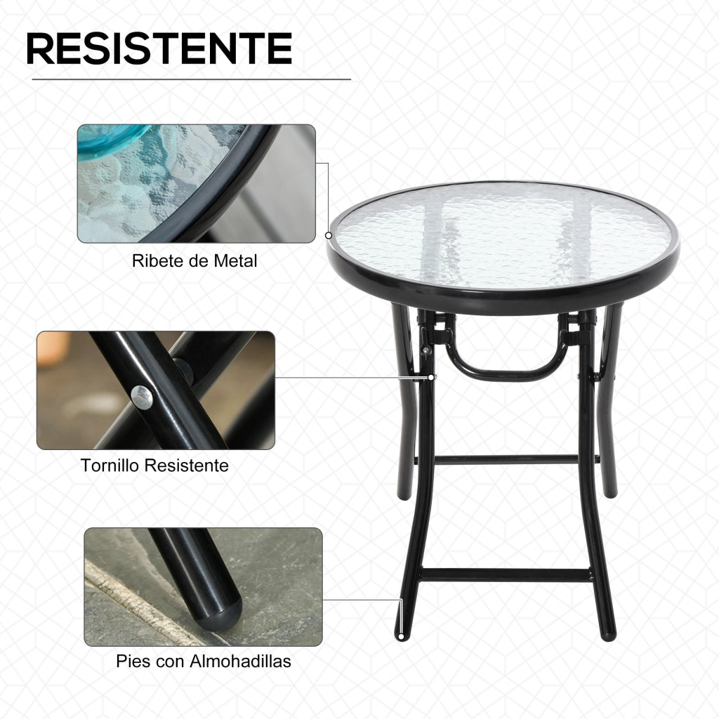 Tavolo rotondo pieghevole in vetro ¨C zephmum ¨C nero ?45x50 cm