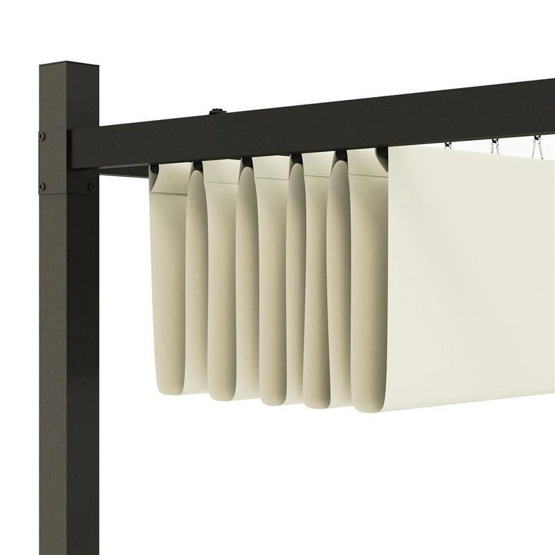 GAZEBO PERGOLA 3X3 M CON TETTUCCIO RETRATTILE 8 VITI E 8 PICCHETTI IN POLIESTERE 180G E METALLO BIANCO CREMA