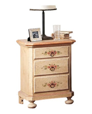  comodino arte povera 3 cassetti legno shabby avorio antico rosa 50x38x66 (1436) - Mobili 2G