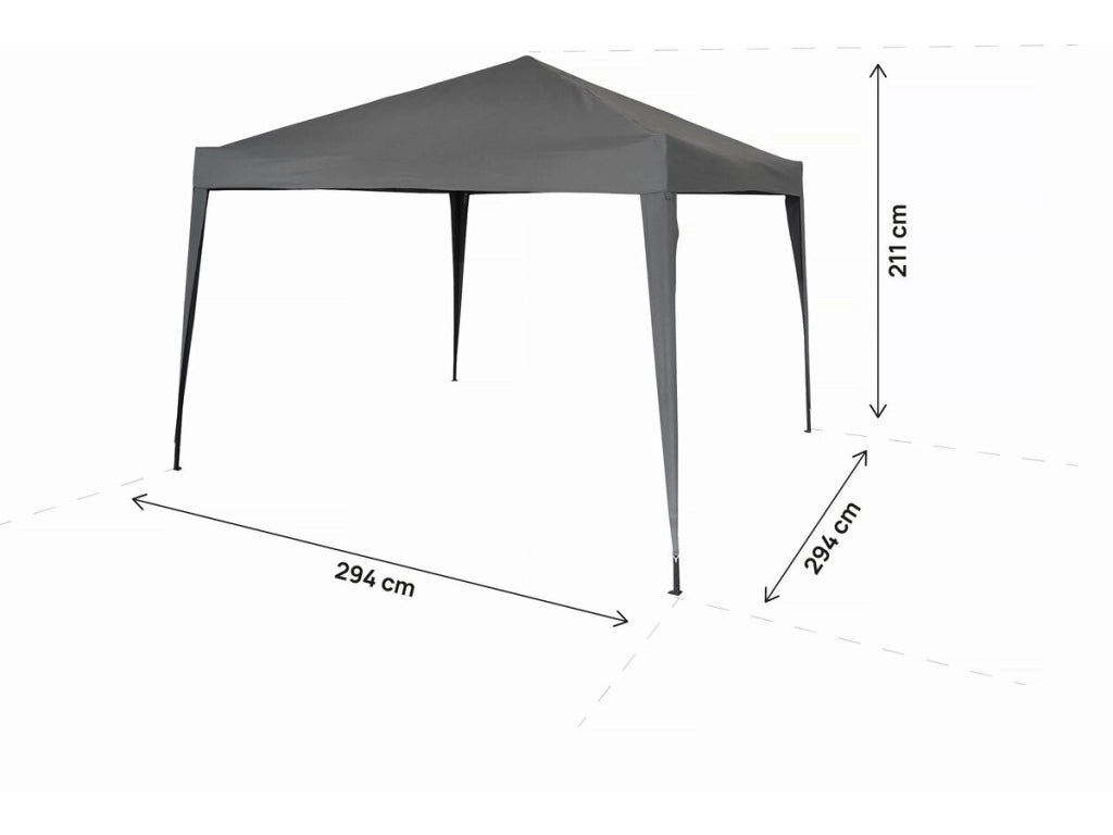 Gazebo da giardino pieghevole "Svetlana 3" - 9 m² - 3 x 3 m - Grigio