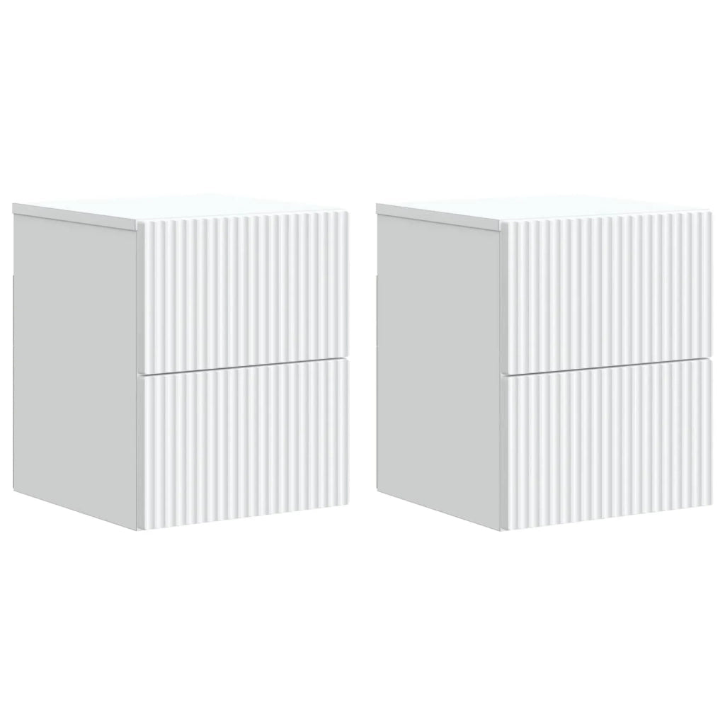 Set di 2 Comodini | Armadio da Notte | Mobiletto da notte a muro Bianco 33 x 34,5 x 40 cm