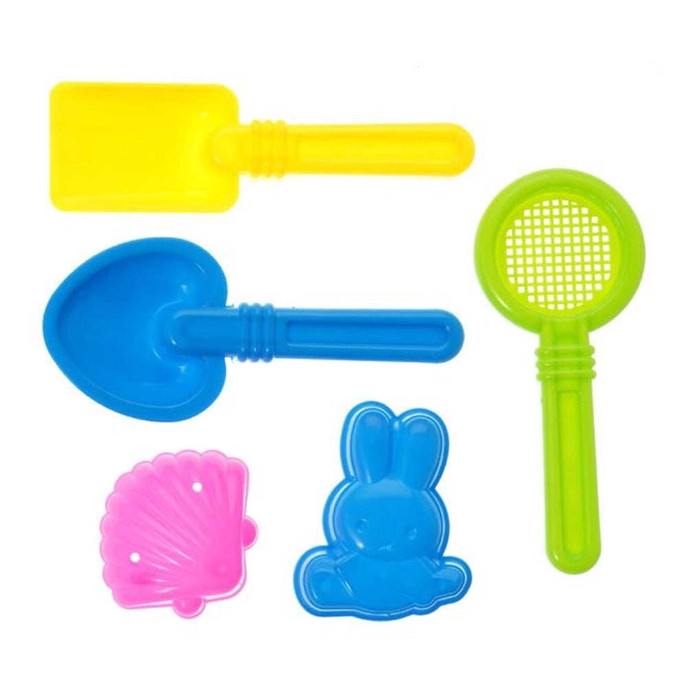 Trade Shop - Set Giocattoli Da Spiaggia Per Bambini 5pz Formine Paletta Setaccio Cucchiaio 618565 -