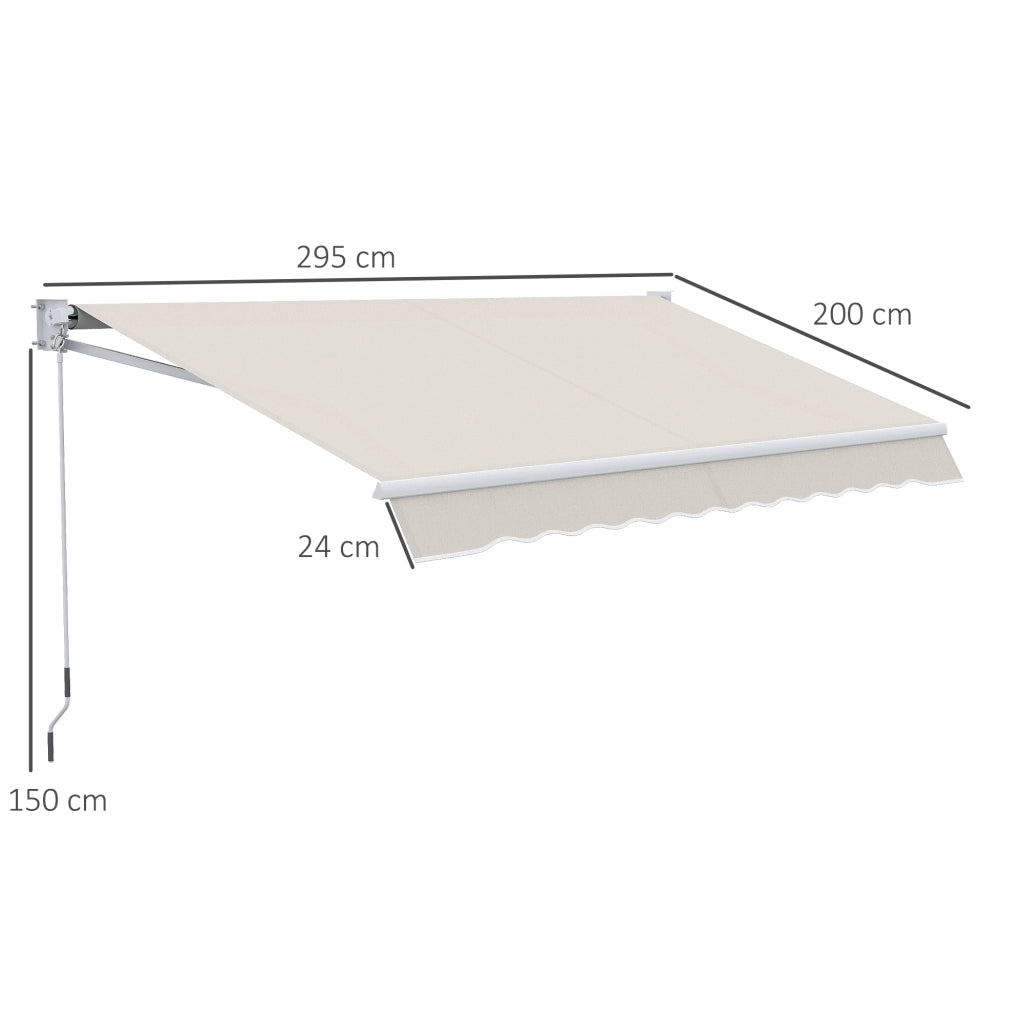 Tenda da Sole 3x2 m a Bracci, Regolabile 5¡ã-35¡ã in Alluminio e Poliestere, Bianco Crema