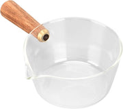 Melanzana Premium - Bicchiere in vetro per latte a forma di V con rivestimento antiscivolo per cucina e ristorante (400 ml)