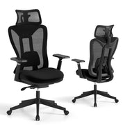 Sedia da scrivania per lavoro girevole regolabile con supporto lombare regolabile, Sedia ergonomica da ufficio in rete Nero-Sedie da ufficio