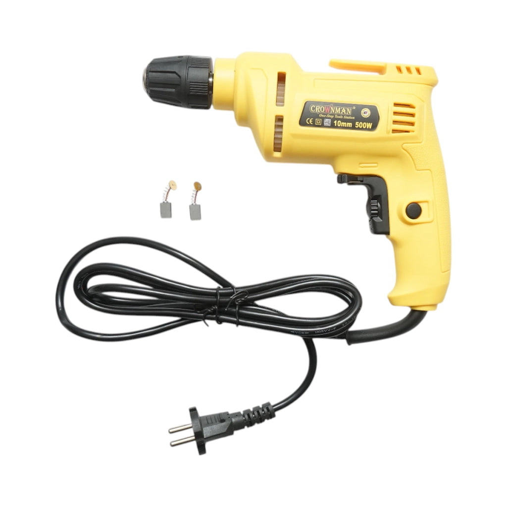 Trapano e cacciavite Crownman da 500 W, mandrino autoserrante da 10 mm, velocità 3300 giri/min