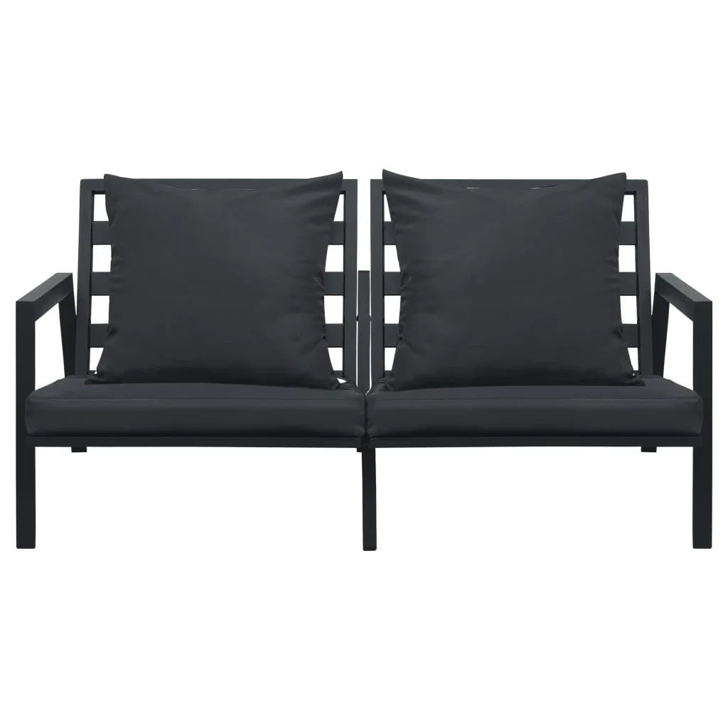 Set di mobili da giardino per esterni 4 pezzi con cuscini alluminio grigio scuro 02_0016078