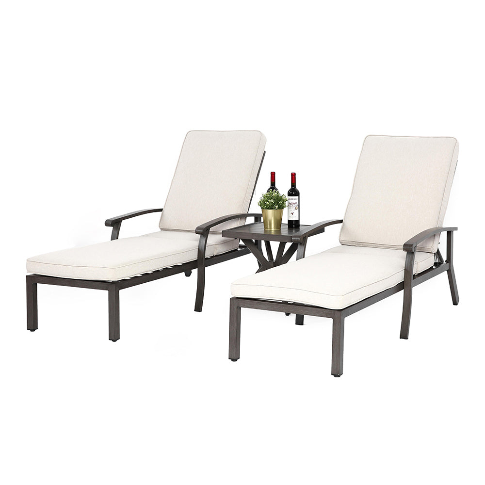 Chaise longue patio inclinabile - Xylo - Cuscino impermeabile beige