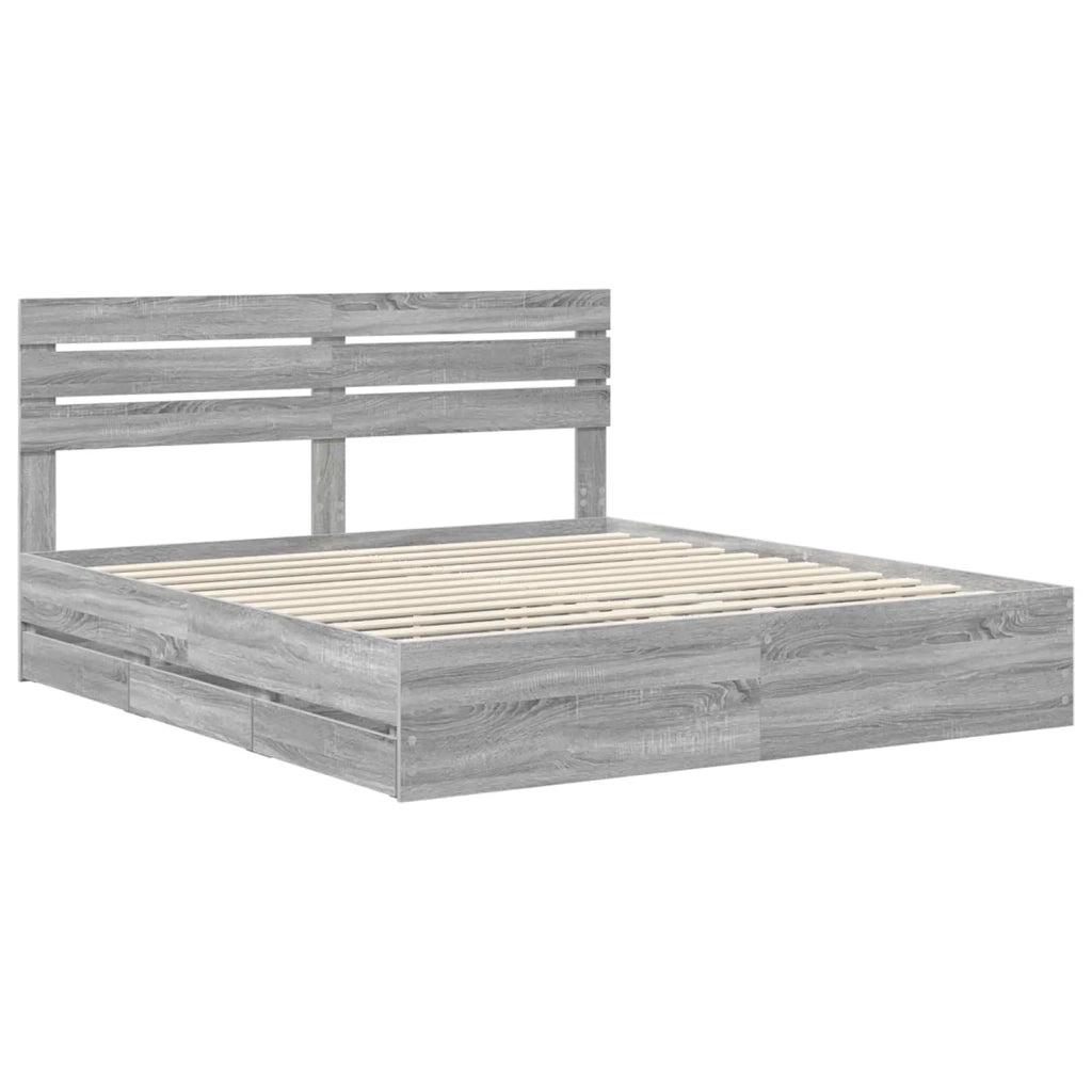 Struttura del letto con cassetto Grigio Sonoma 200 x 200 cm