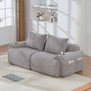 DIVANO Modulare 2 posti 200x99x80 cm in corduroy grigio chiaro con portalbicchiere