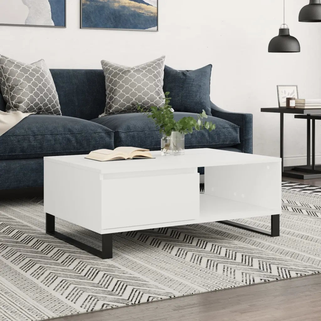 Tavolino da salotto | Tavolino da caff¨¨ | Tavolino da Soggiorno Bianco 90x60x35 cm in Legno Multistrato