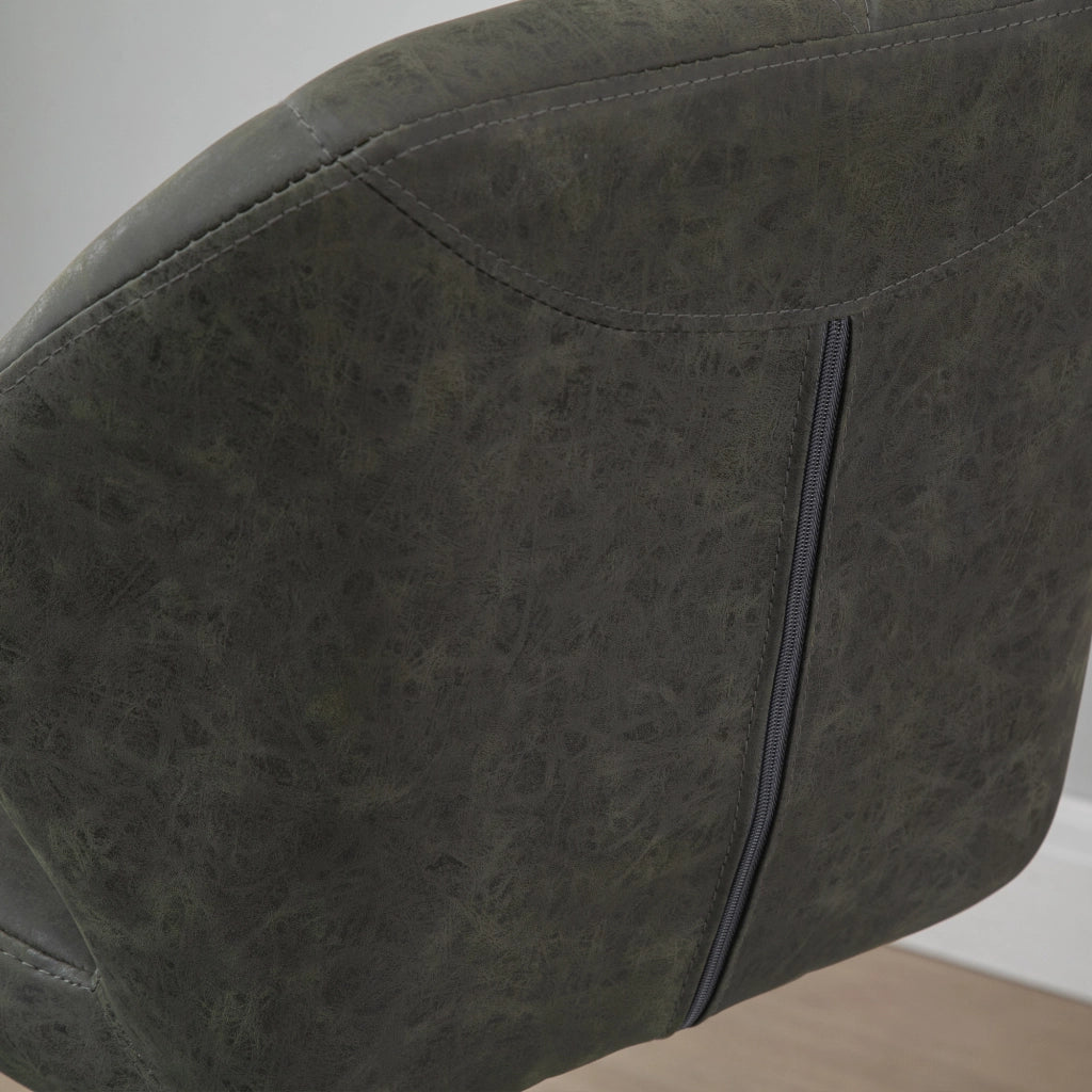 Sgabelli da Bar con Altezza Regolabile e Schienale ¨C Zephmum ¨C Verde Militare Metallo Finta Pelle 51.5x57.5x93-114.5 cm