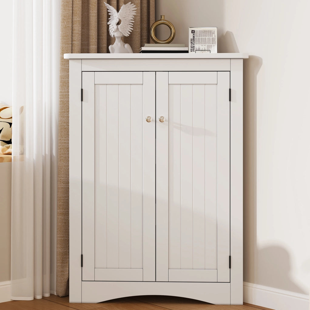 Armadietto angolare freestanding con 2 ante e 3 livelli 61;5x80 cm in MDF bianco