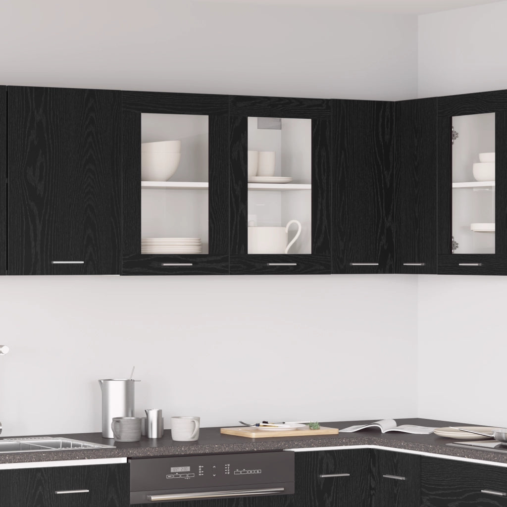 Armadio a muro in vetro nero in rovere 80x31x60 cm realizzato in legno ingegnerizzato