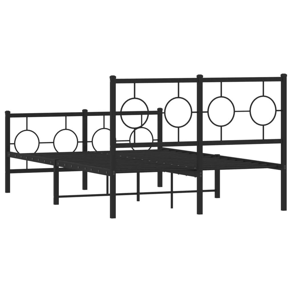 Giroletto con Testiera e Pediera-Struttura Letto Metallo Nero 120x190 cm 337226