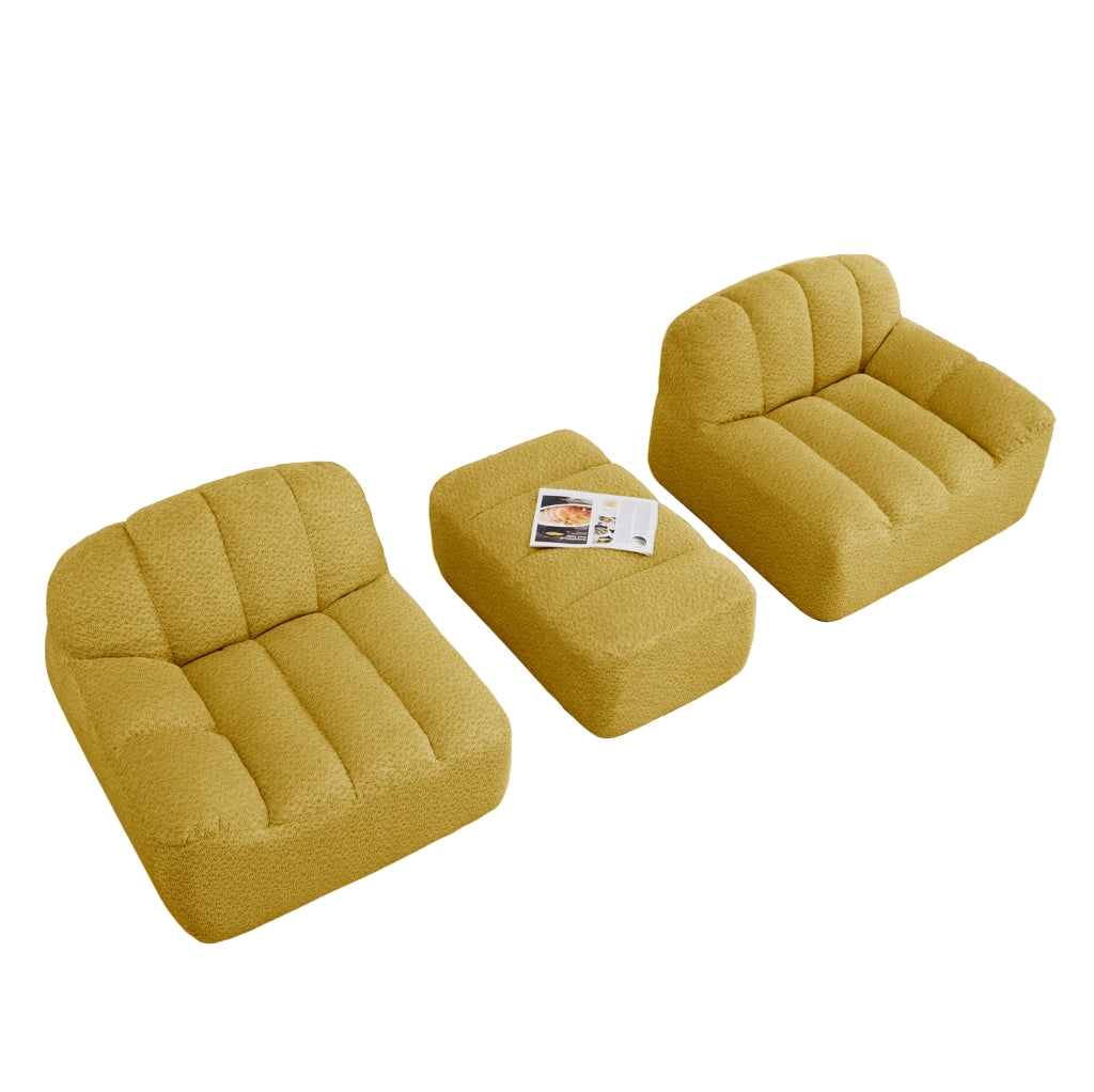 Divano modulare 210.0x165.0x79.0 cm con seduta ampia; senza montaggio; in pile granulare giallo