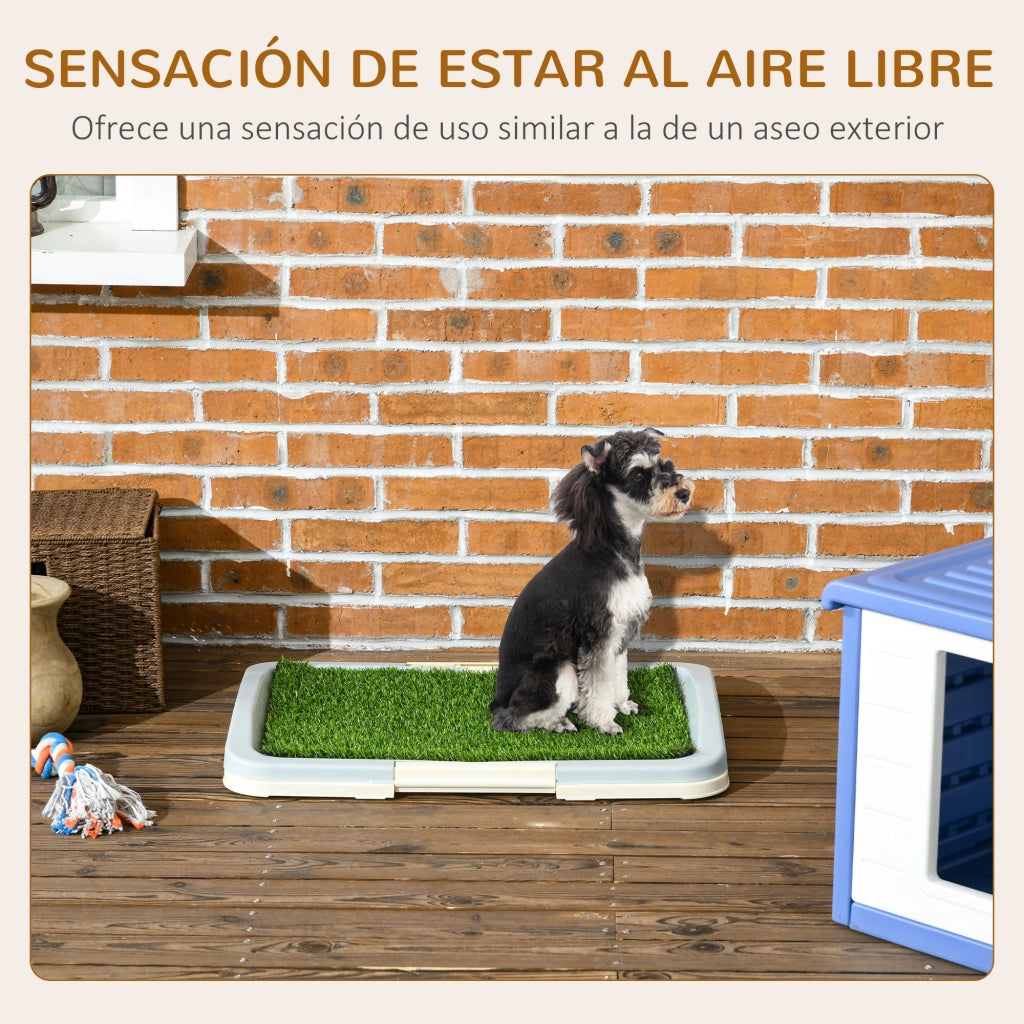 Arenero per Cani con Prato Artificiale Griglia e Vassoio ¨C zephmum ¨C 63x48,5x6 cm Multicolore