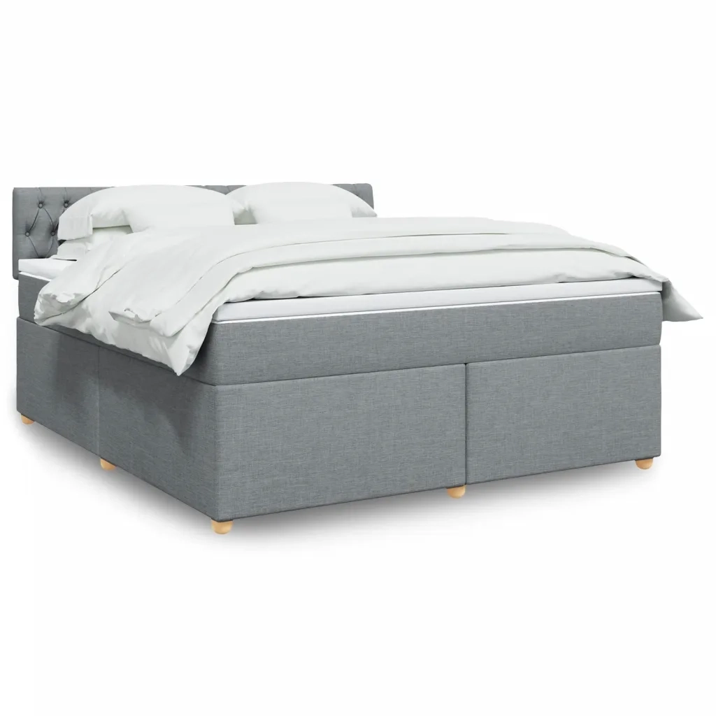 Giroletto a Molle con Materasso Grigio Chiaro180x200 cm Tessuto