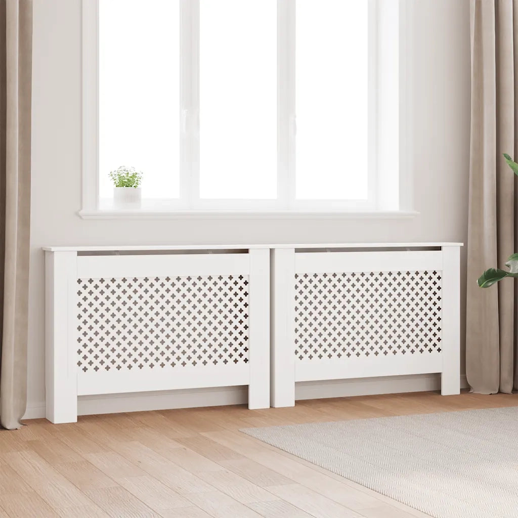 Coperture per Radiatori 2 pz Bianche 112x19x81,5 cm in MDF 3051377
