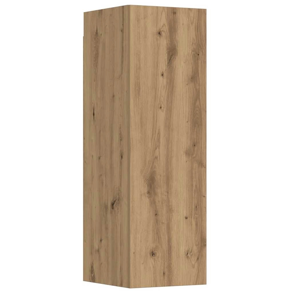 Set di 3 moderni mobili TV da parete con ampio spazio di archiviazione 80 x 30 x 90 cm realizzati in legno di rovere ingegnerizzato finitura artigianale 02_0055859